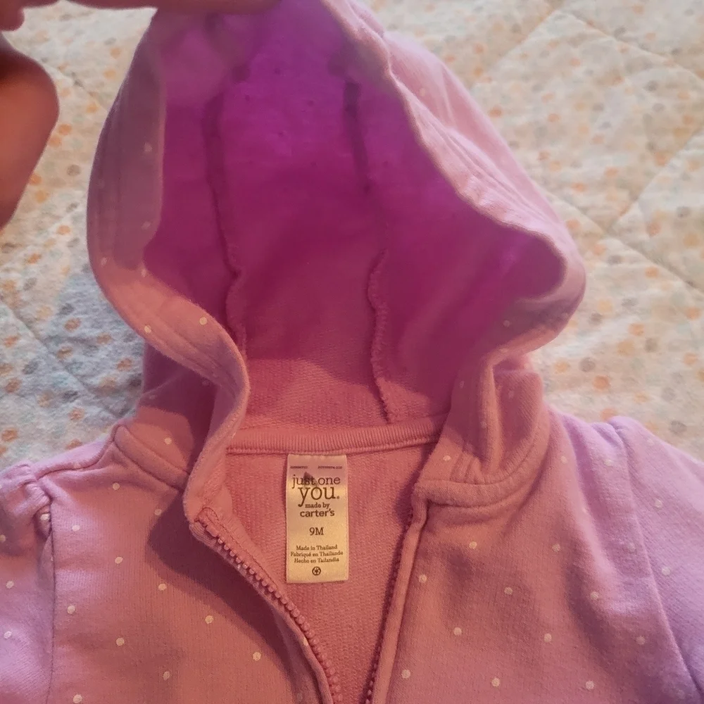 Carter's full Zip purple butterfly hoodie size 9 months